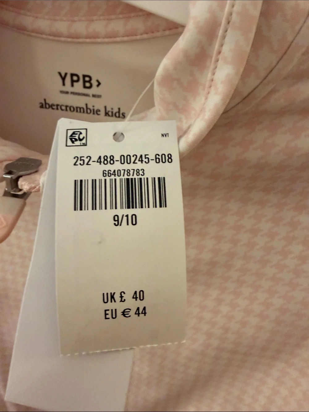 abercrombie kids Light Pink Houndstooth Zip Bomber Jacket